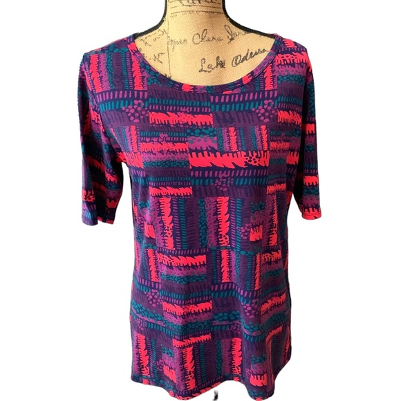 LuLaRoe Purple Pink Green Top Size XL - Picture 2 of 8